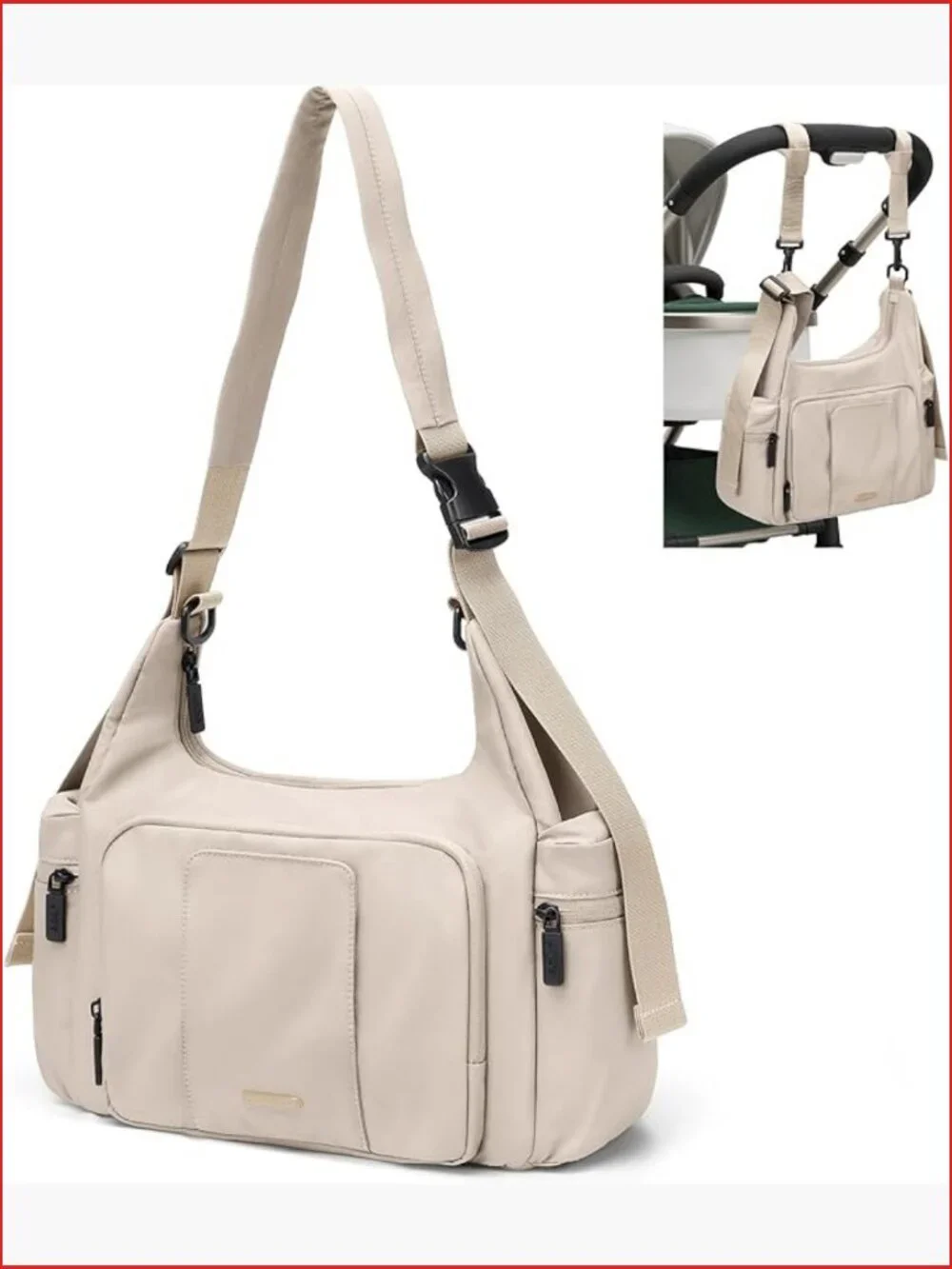 Canvas Puffer Diaper Bag Tote, Large Capacity, Crossbody, Travel Hospital Bag